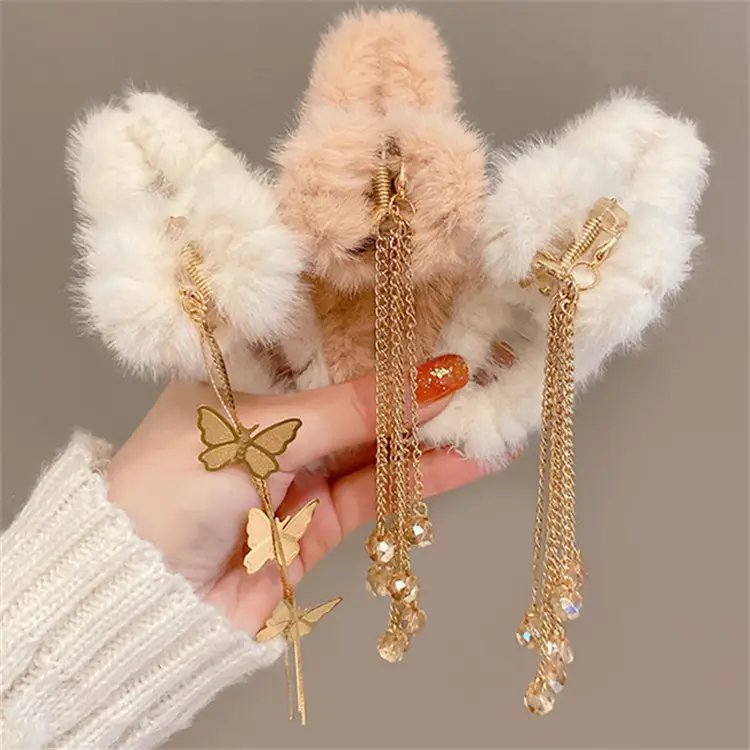 Plush Clip Headwear for Girls with Tassel and Eye Button - Image 51