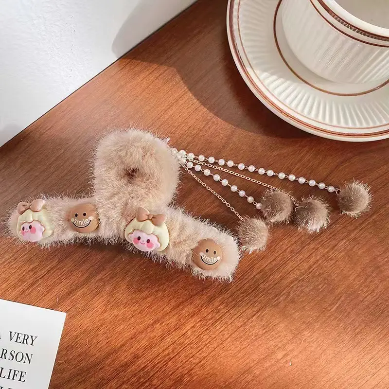 Plush Clip Headwear for Girls with Tassel and Eye Button - Image 13