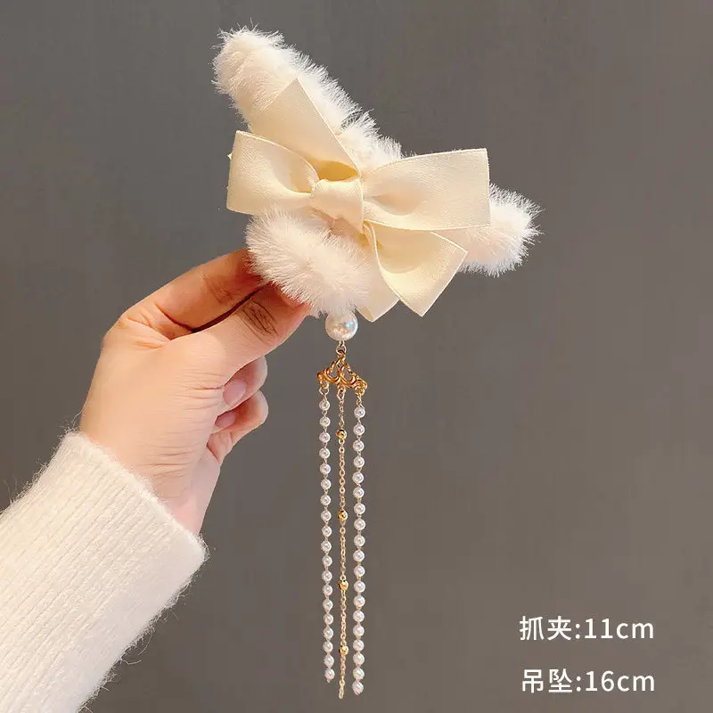 Plush Clip Headwear for Girls with Tassel and Eye Button - Image 34