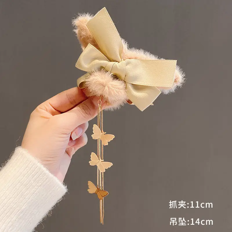 Plush Clip Headwear for Girls with Tassel and Eye Button - Image 35
