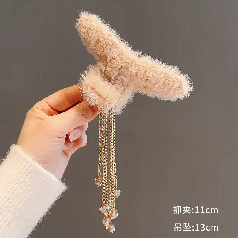 Plush Clip Headwear for Girls with Tassel and Eye Button - Image 37