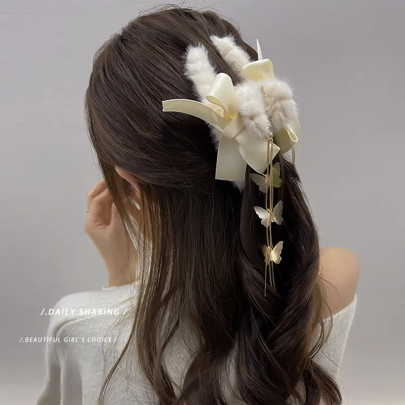 Plush Clip Headwear for Girls with Tassel and Eye Button - Image 40