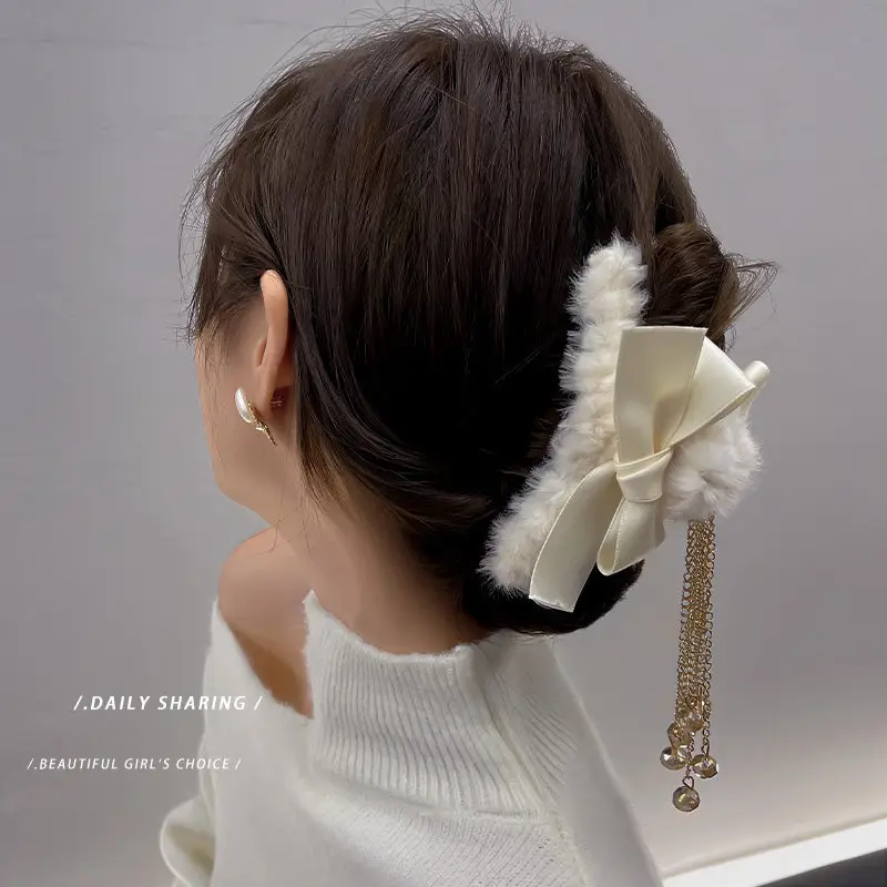 Plush Clip Headwear for Girls with Tassel and Eye Button - Image 41