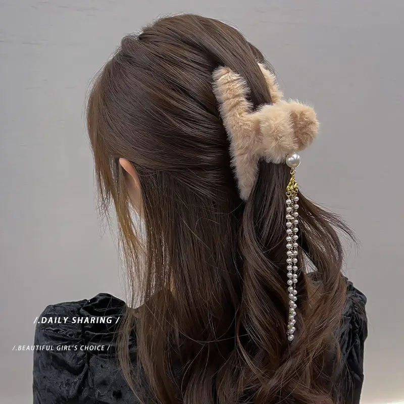 Plush Clip Headwear for Girls with Tassel and Eye Button - Image 42