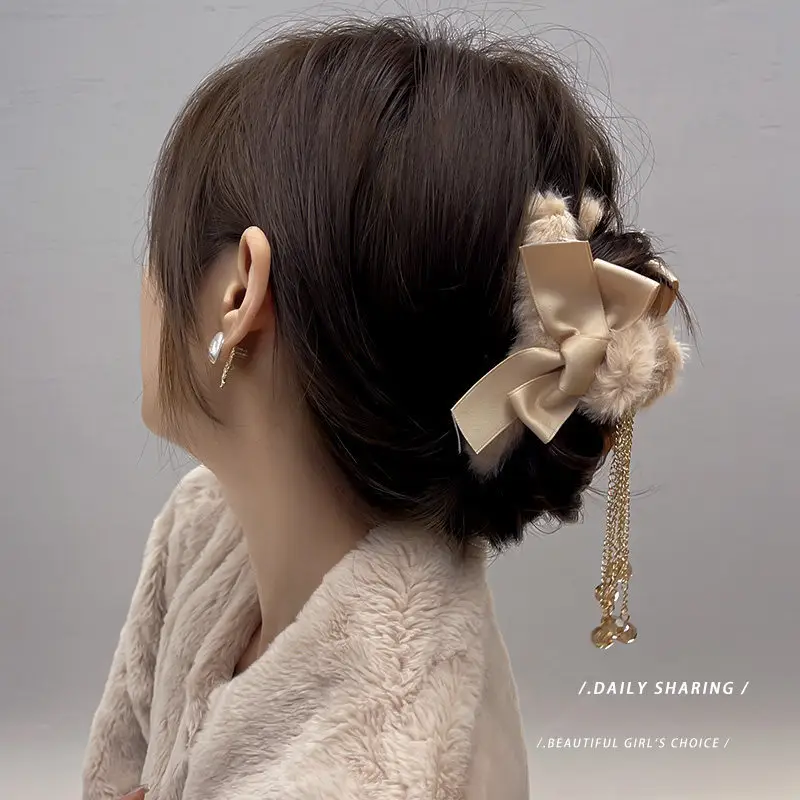 Plush Clip Headwear for Girls with Tassel and Eye Button - Image 44