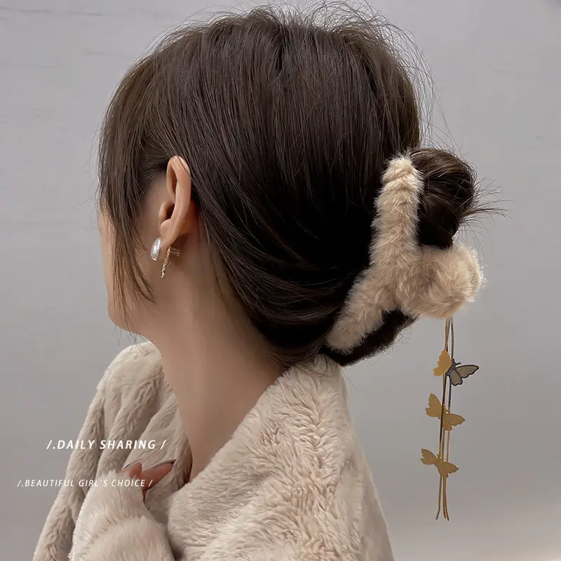 Plush Clip Headwear for Girls with Tassel and Eye Button - Image 45