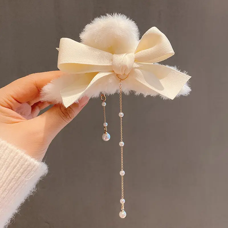 Plush Clip Headwear for Girls with Tassel and Eye Button - Image 46