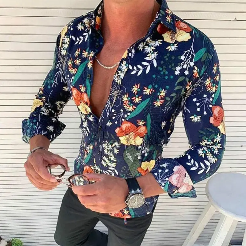 Men's Sunflower Floral Lapel Shirt Red 2026 - Image 4