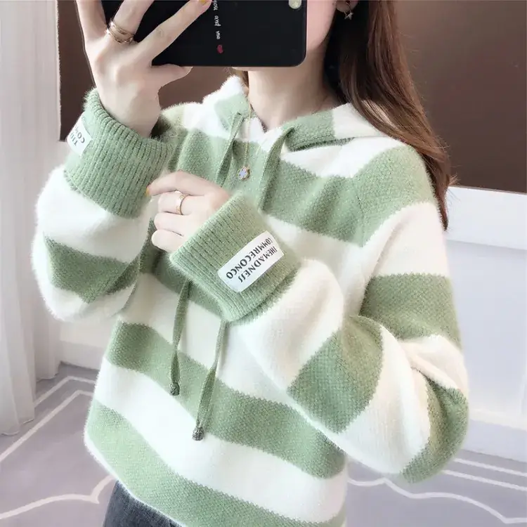 Faux Mink Hooded Sweater Women's 2022 Winter Coat - Image 3