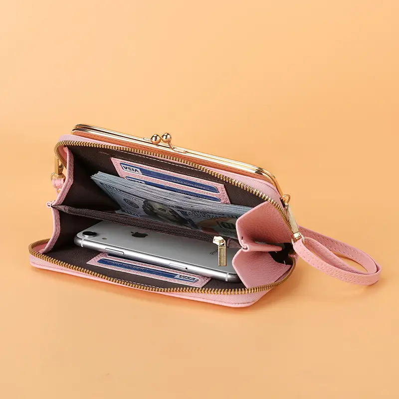 2021 Women's Double-Layer Phone Wallet with Clip Lock Zipper Shoulder Crossbody Bag - Image 10