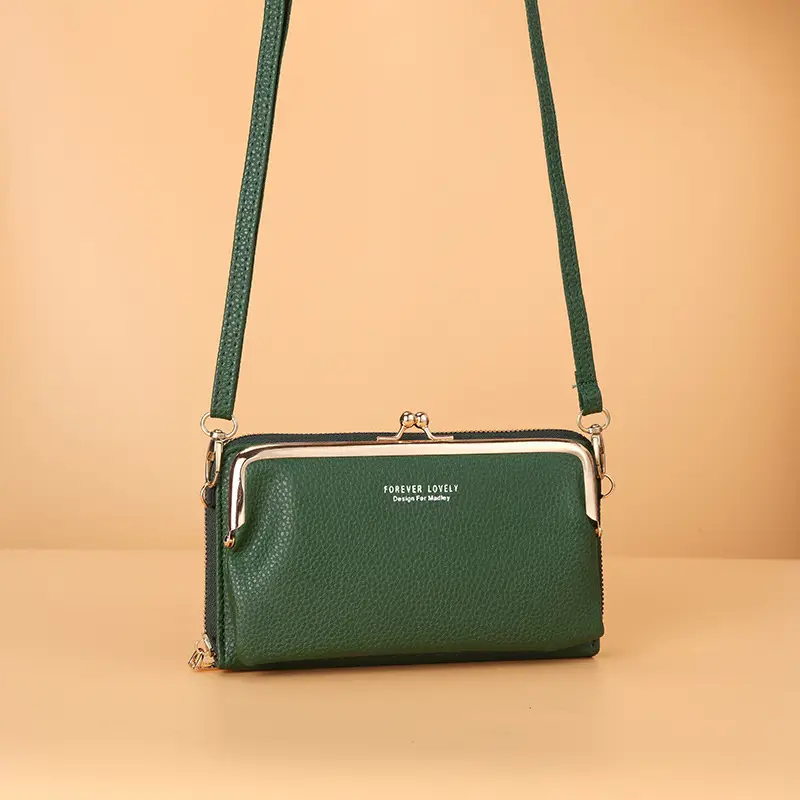 2021 Women's Double-Layer Phone Wallet with Clip Lock Zipper Shoulder Crossbody Bag - Image 3