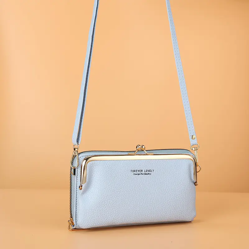 2021 Women's Double-Layer Phone Wallet with Clip Lock Zipper Shoulder Crossbody Bag - Image 8