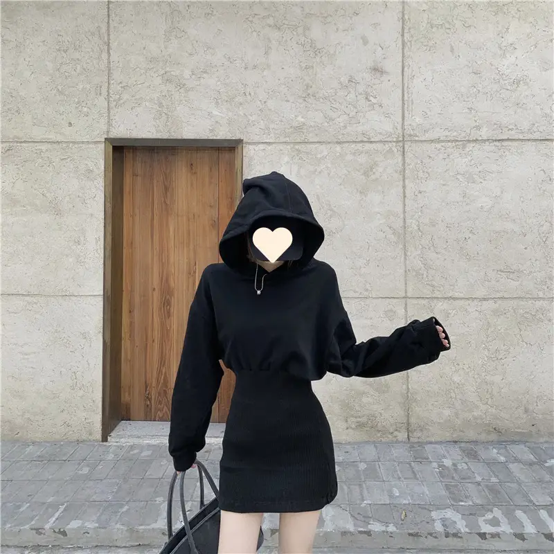 Black Sweatshirt Dress for Women Autumn Winter Niche Small — feature 11