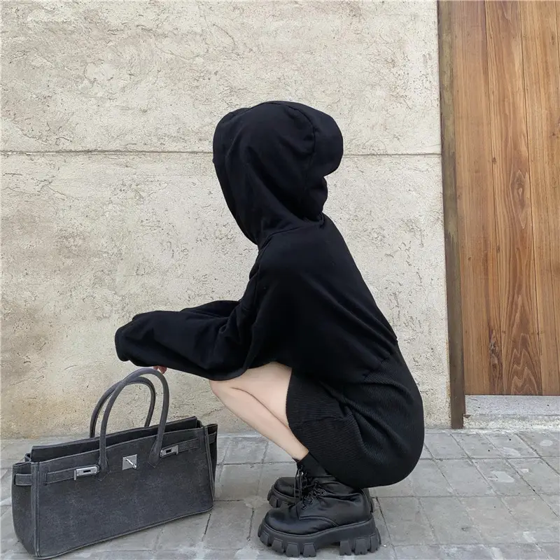 Black Sweatshirt Dress for Women Autumn Winter Niche Small — feature 2