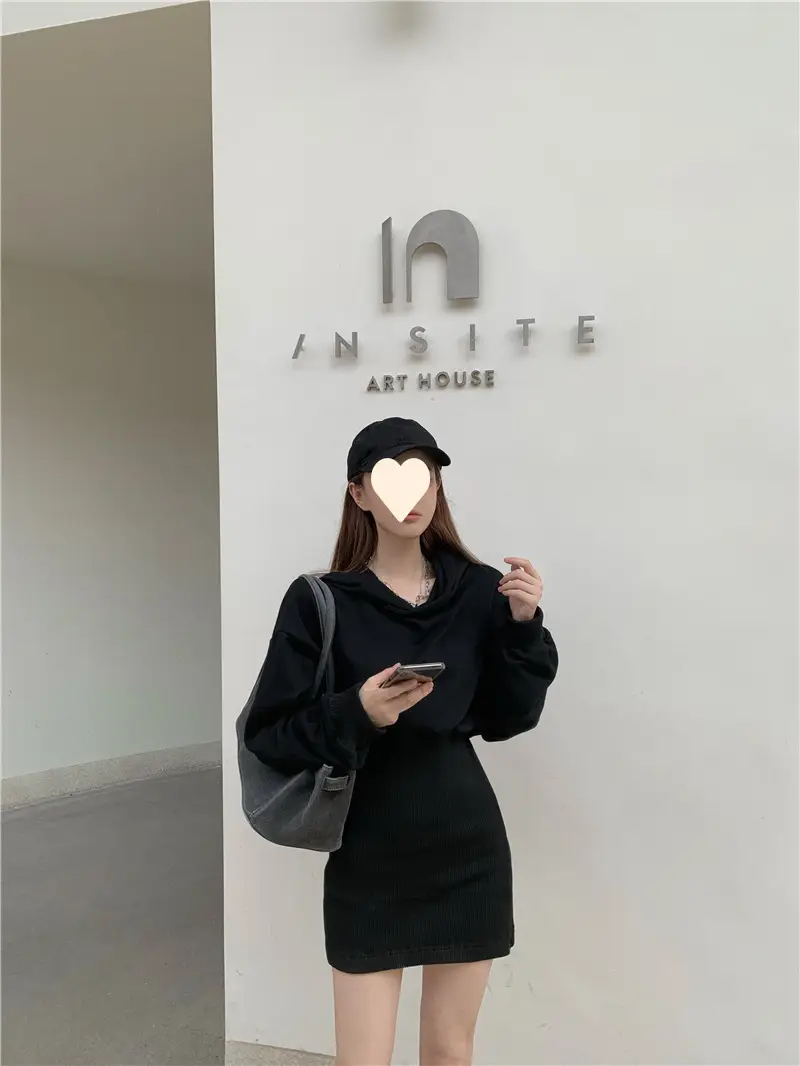 Black Sweatshirt Dress for Women Autumn Winter Niche Small — feature 20