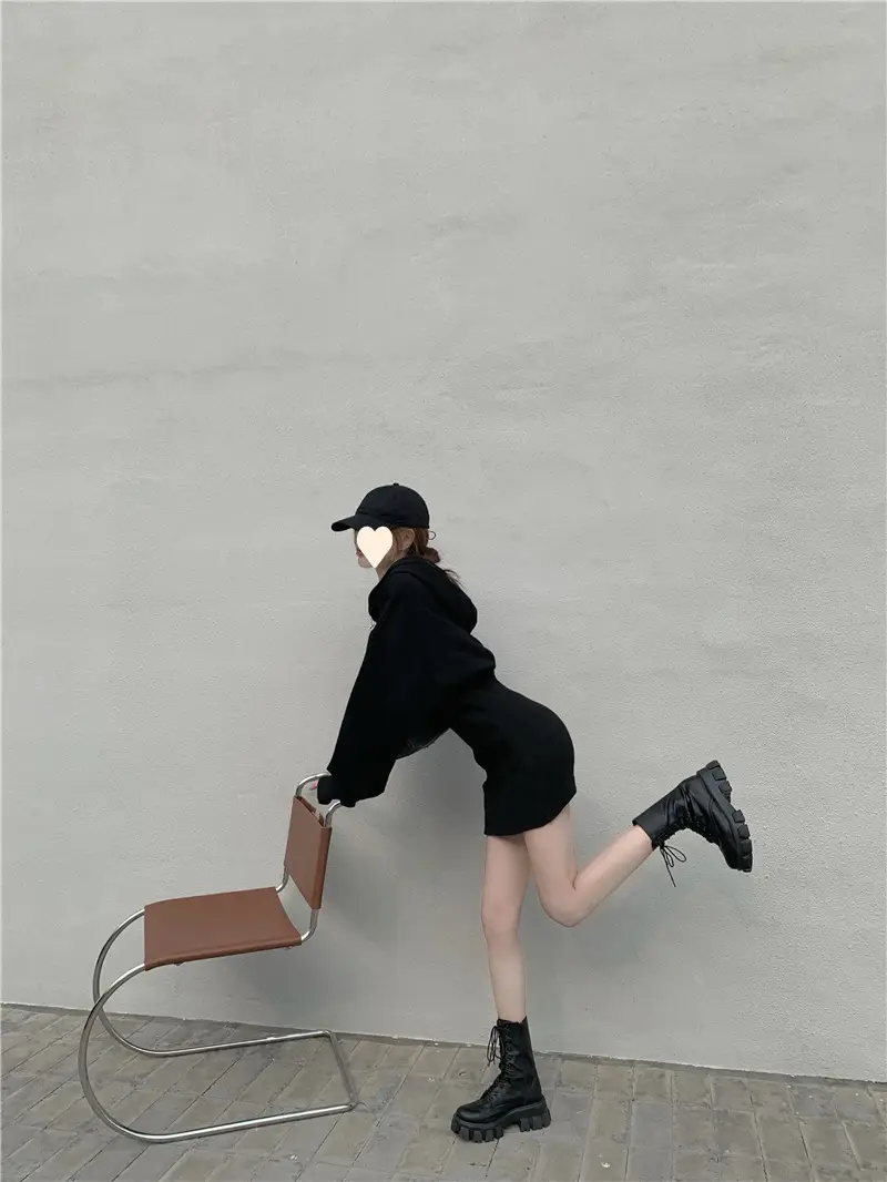 Black Sweatshirt Dress for Women Autumn Winter Niche Small — feature 21