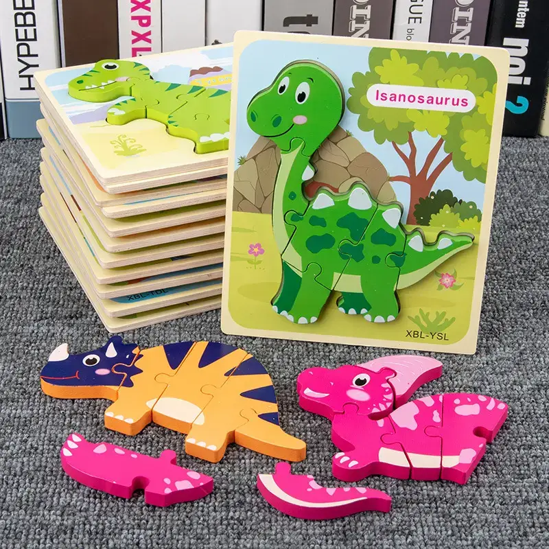 Green 3D Dinosaur Puzzle for Kids, Early Learning, Matching Pieces, Dinosaur Puzzle, 3D Design, Toy, 1 Pc