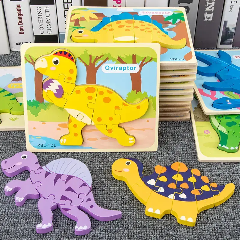 Green 3D Dinosaur Puzzle for Kids, Early Learning, Matching Pieces, Dinosaur Puzzle, 3D Design, Toy, 1 Pc