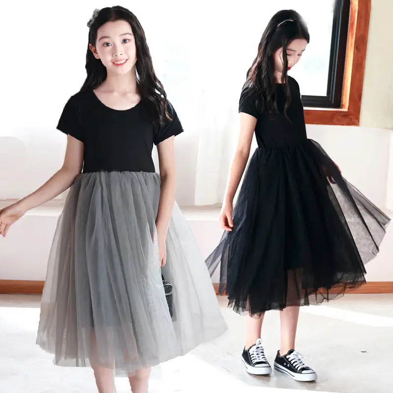 Girls' Fleece Lined Tulle Skirt Set Black Grey Medium to XL - Image 14