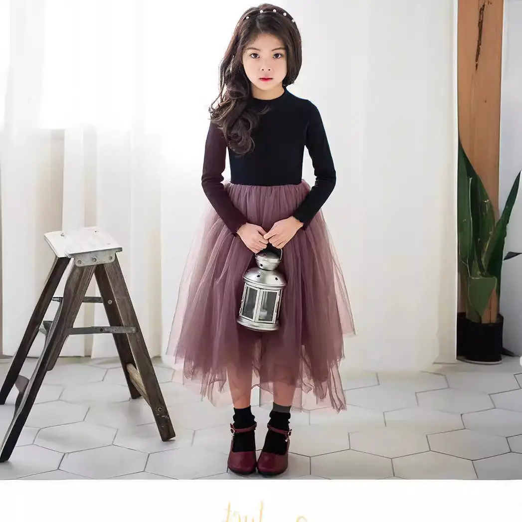 Girls' Fleece Lined Tulle Skirt Set Black Grey Medium to XL - Image 16
