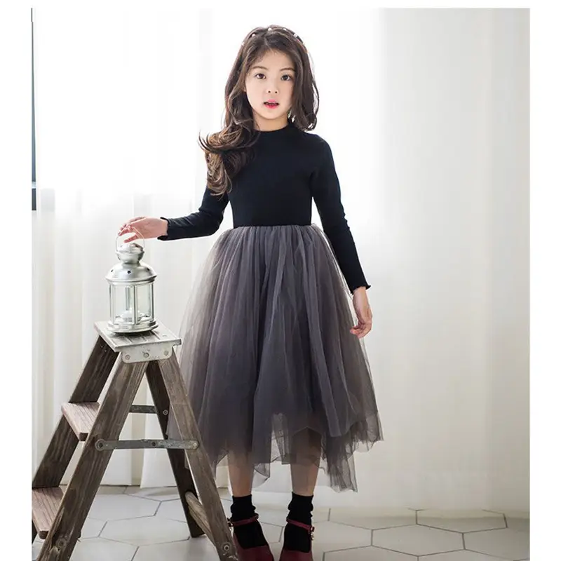 Girls' Fleece Lined Tulle Skirt Set Black Grey Medium to XL - Image 8