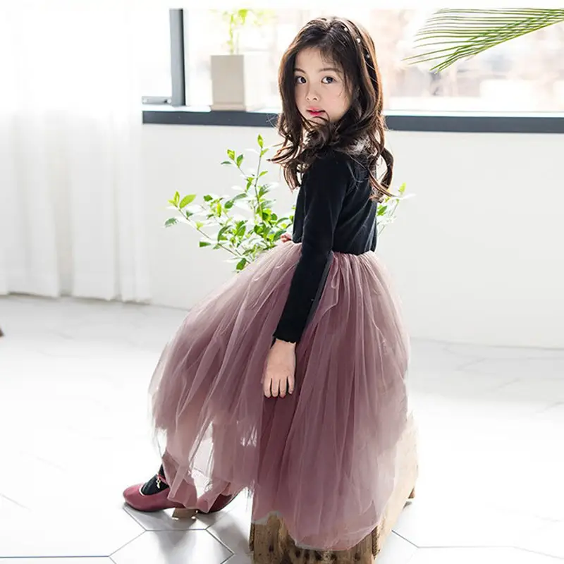 Girls' Fleece Lined Tulle Skirt Set Black Grey Medium to XL - Image 9