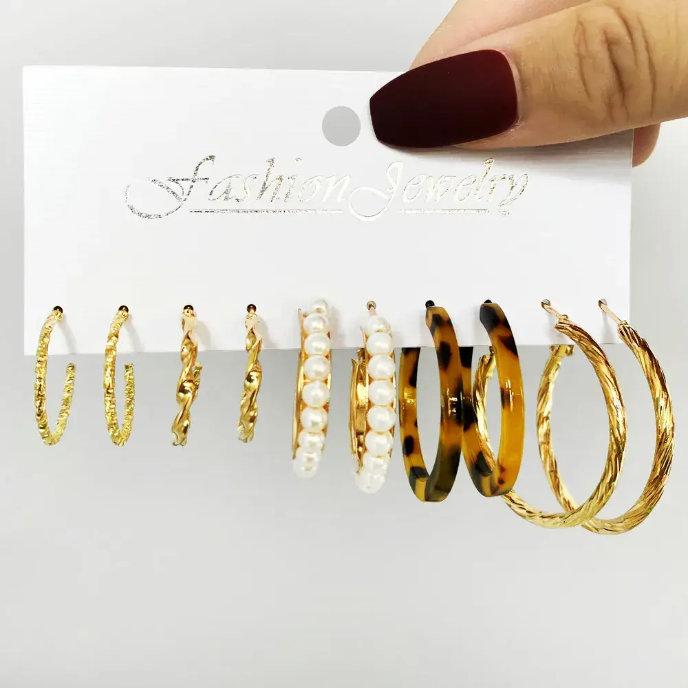 Independent Station Earring Set 5 Pairs Acrylic Pearl Earrings for Women - Image 29