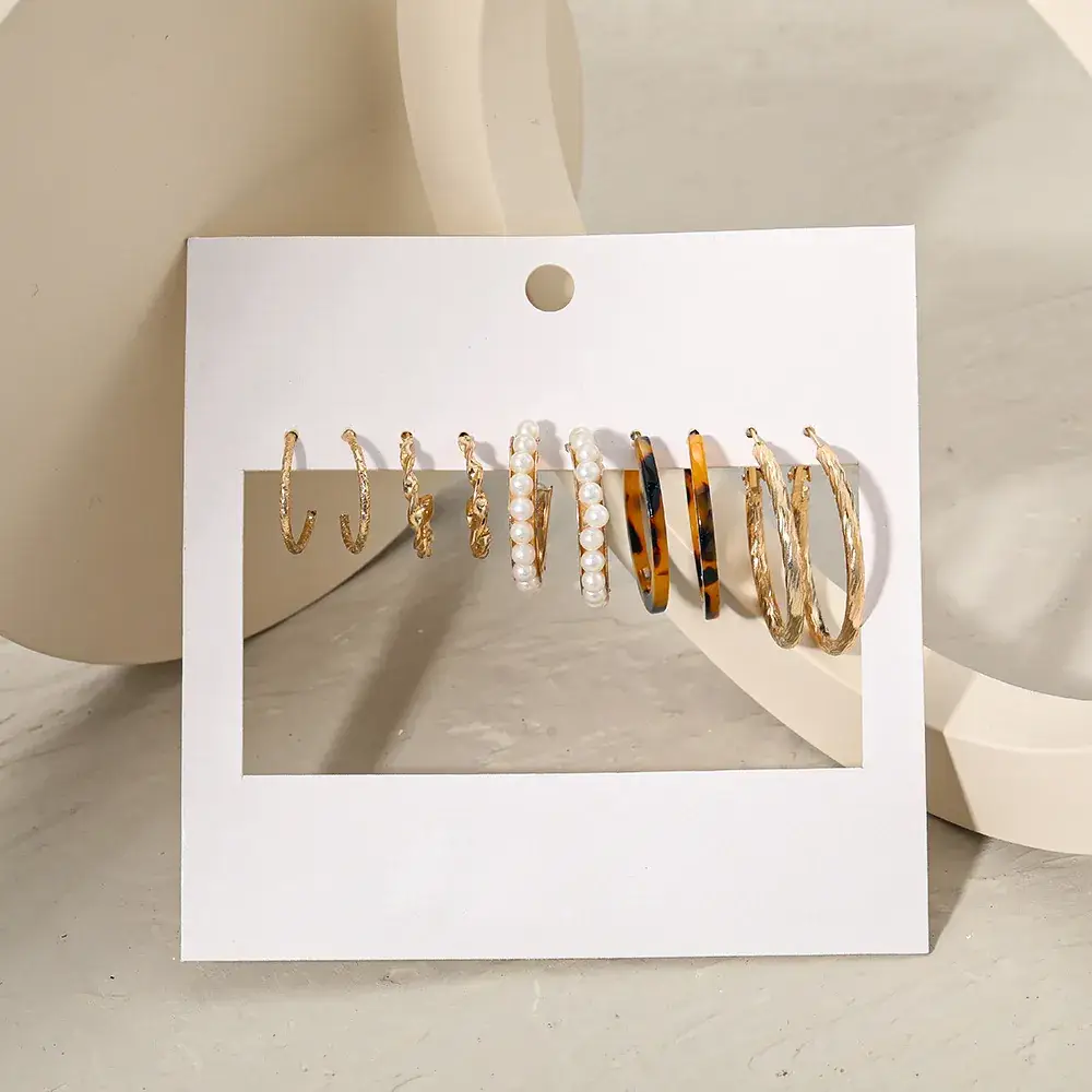 Independent Station Earring Set 5 Pairs Acrylic Pearl Earrings for Women - Image 30