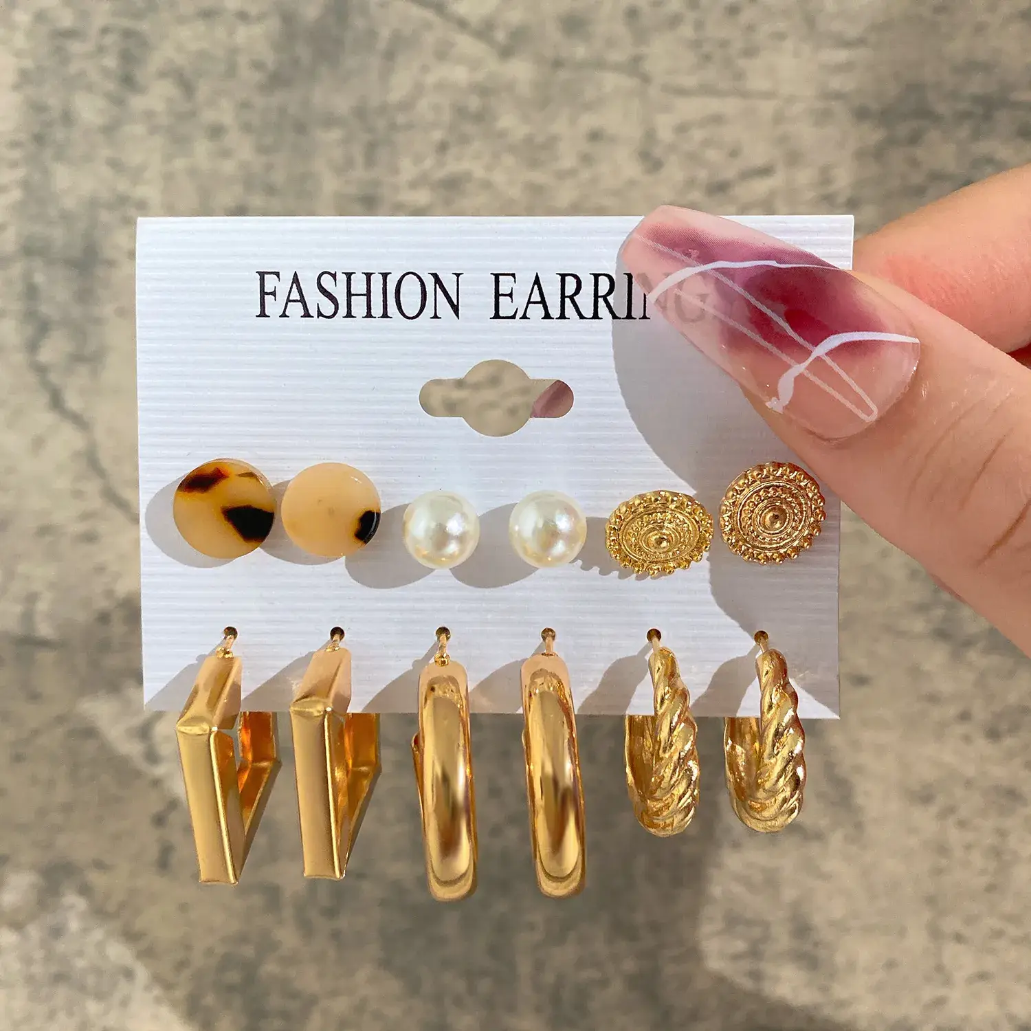 Independent Station Earring Set 5 Pairs Acrylic Pearl Earrings for Women - Image 12