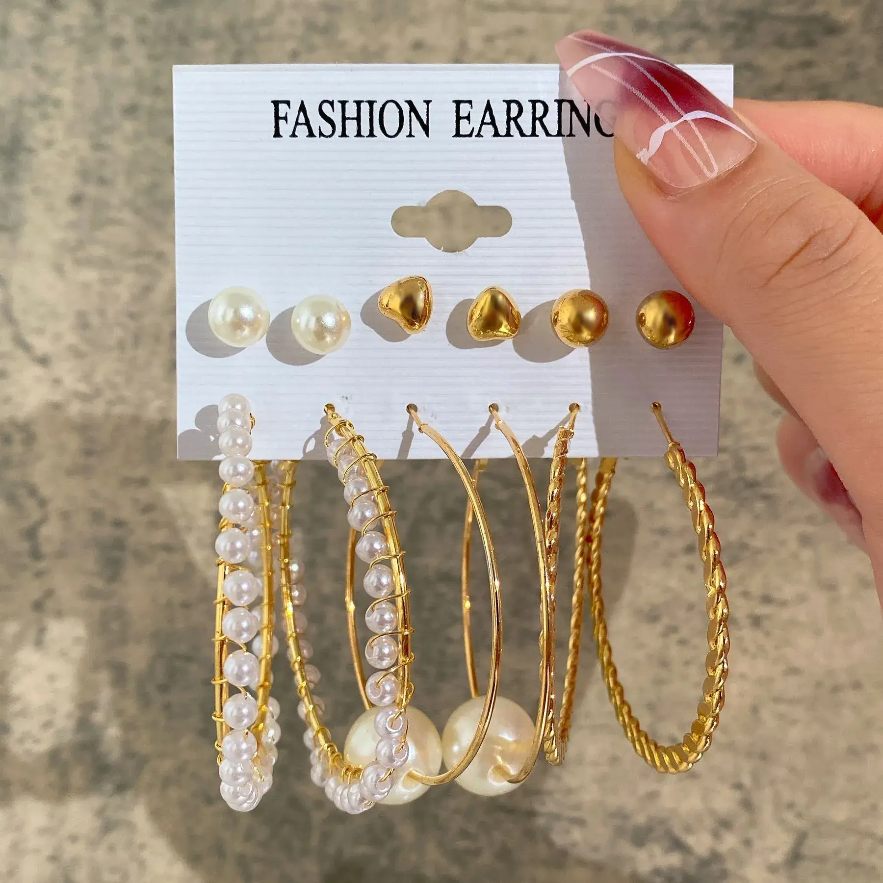 Independent Station Earring Set 5 Pairs Acrylic Pearl Earrings for Women - Image 13