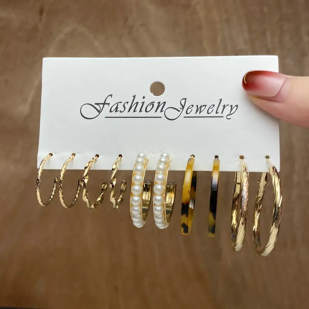 Independent Station Earring Set 5 Pairs Acrylic Pearl Earrings for Women - Image 16