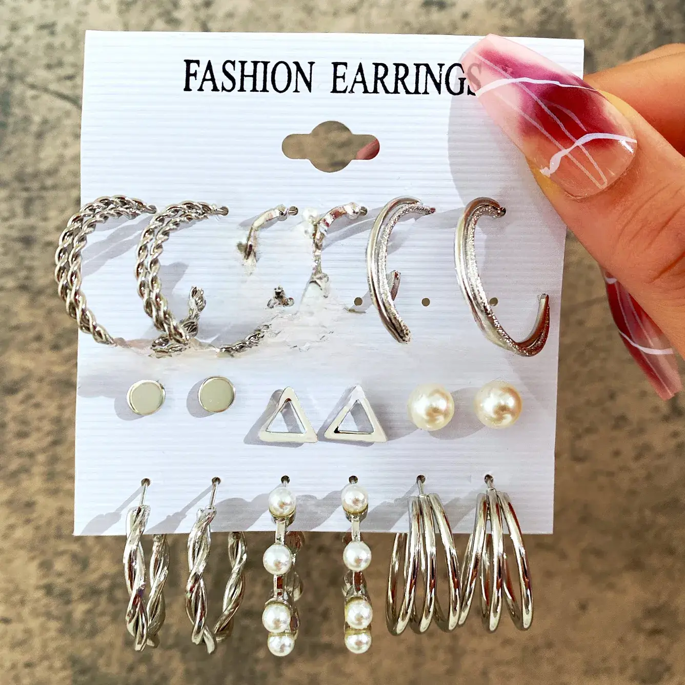 Independent Station Earring Set 5 Pairs Acrylic Pearl Earrings for Women - Image 19