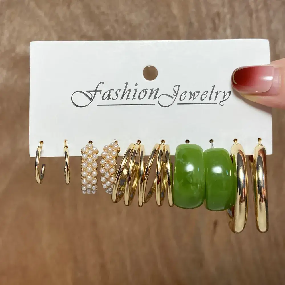 Independent Station Earring Set 5 Pairs Acrylic Pearl Earrings for Women - Image 23