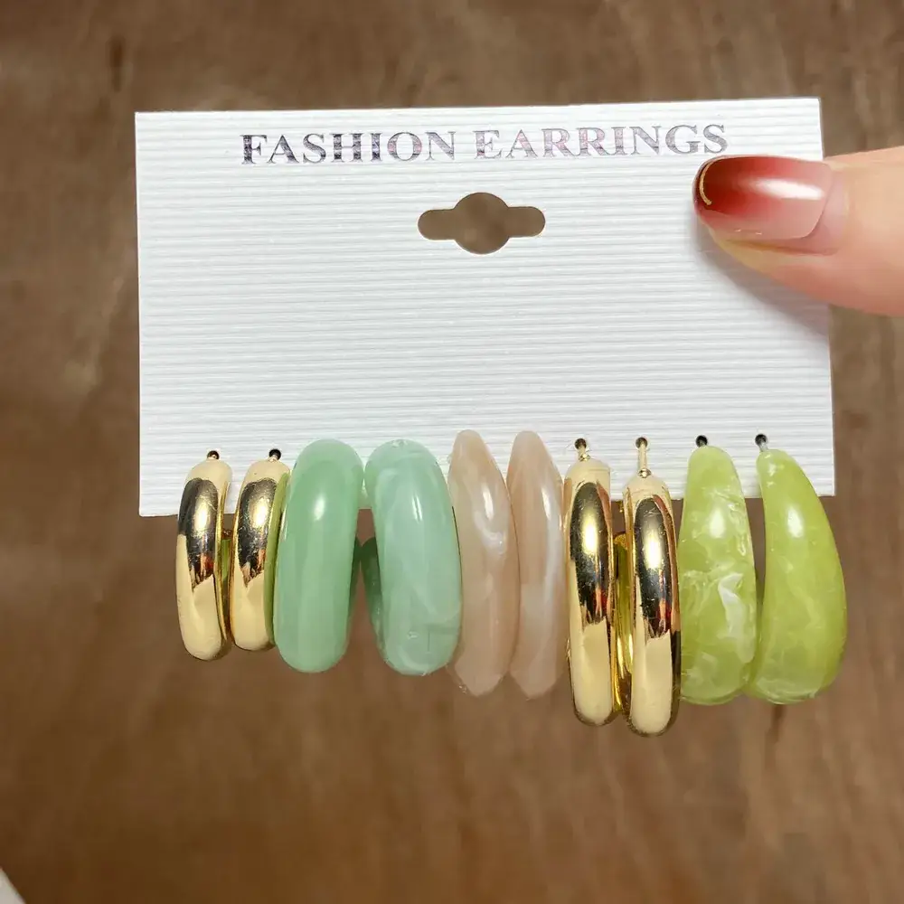 Independent Station Earring Set 5 Pairs Acrylic Pearl Earrings for Women - Image 24