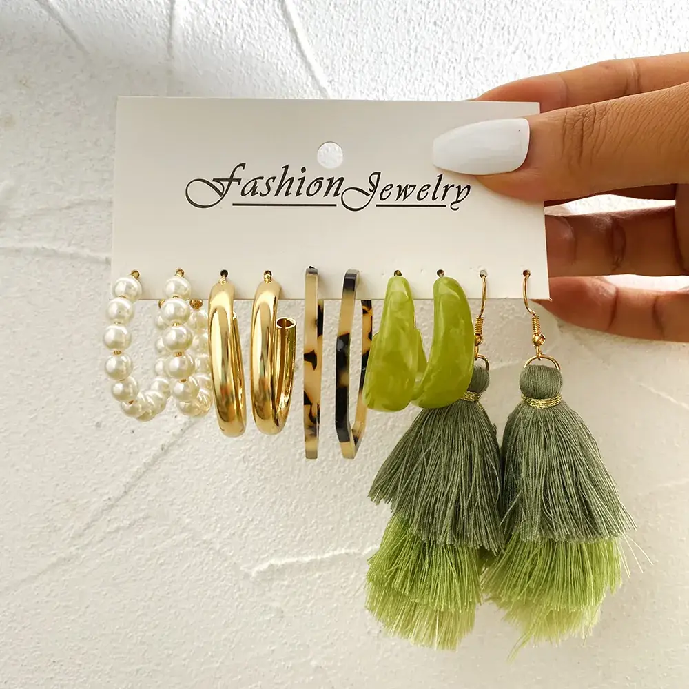 Independent Station Earring Set 5 Pairs Acrylic Pearl Earrings for Women - Image 26