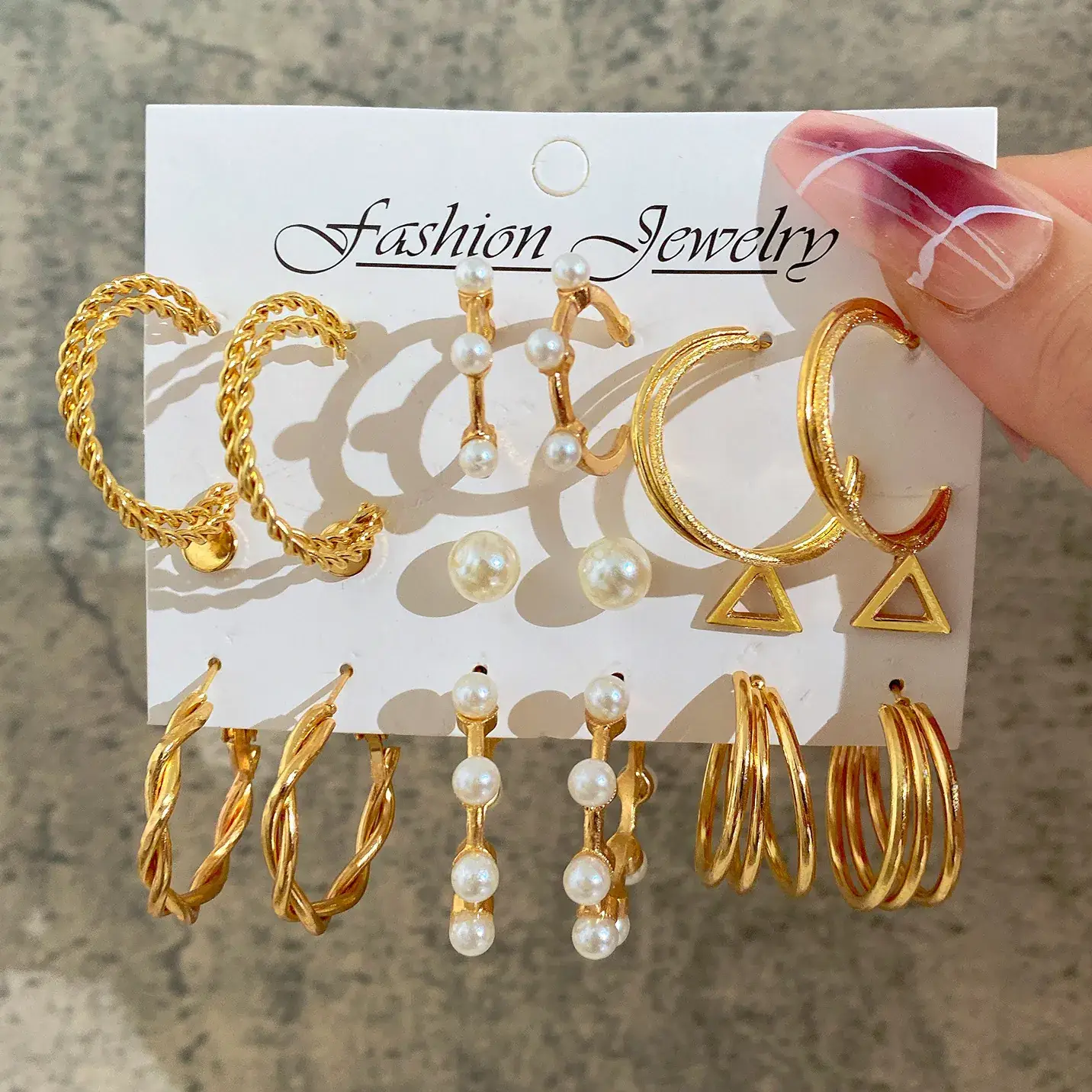 Independent Station Earring Set 5 Pairs Acrylic Pearl Earrings for Women - Image 3
