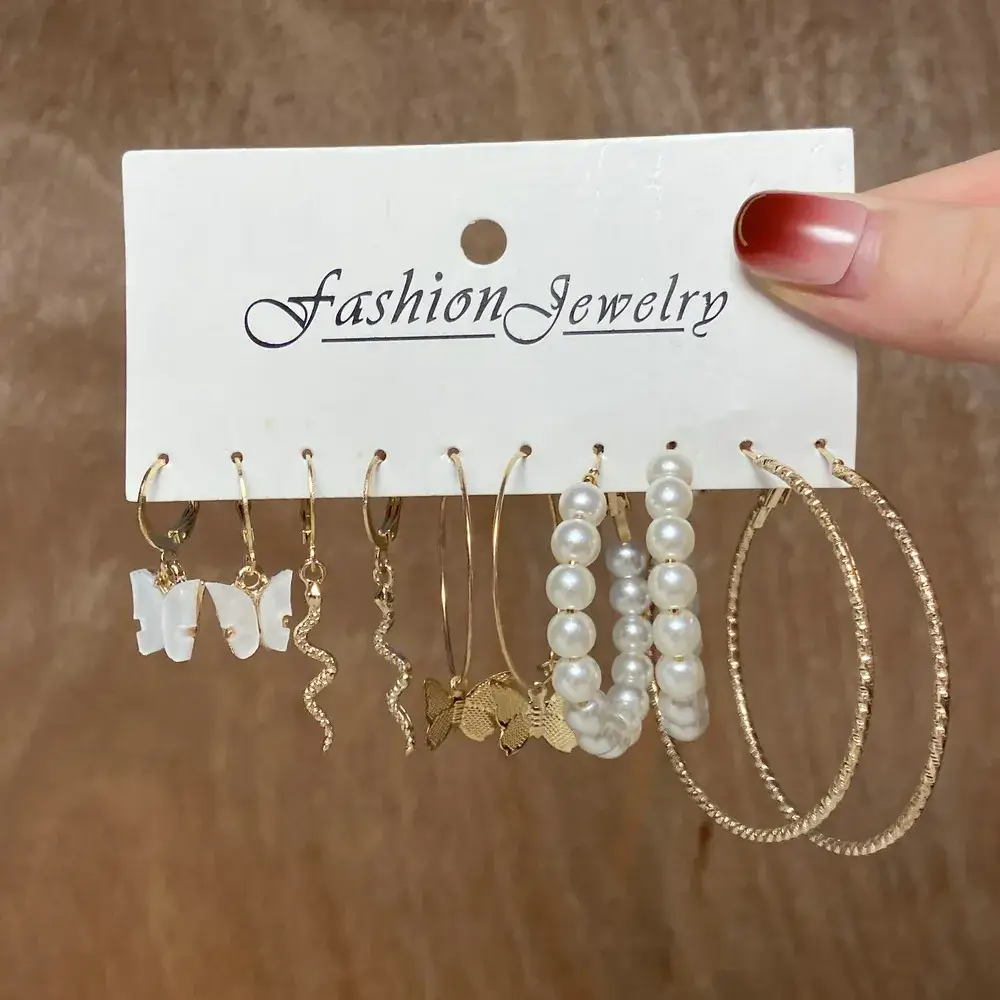 Independent Station Earring Set 5 Pairs Acrylic Pearl Earrings for Women - Image 9