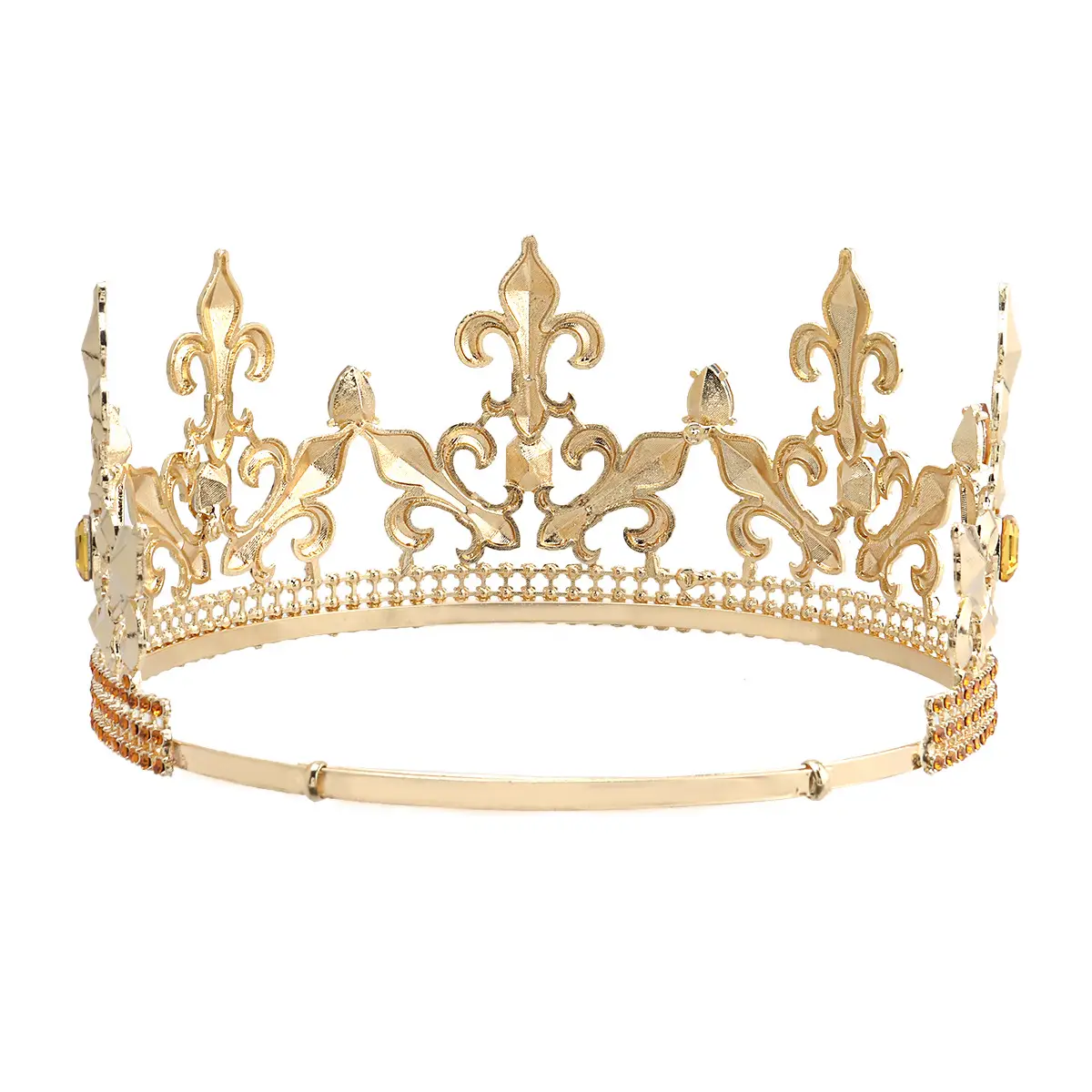 Vintage Gold Crown with Rhinestones & Adjustable Band - Image 10