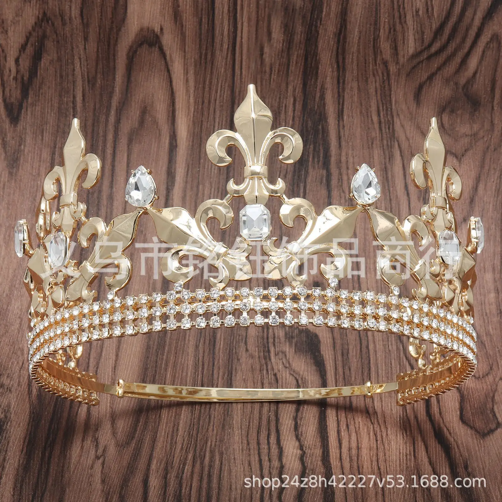 Vintage Gold Crown with Rhinestones & Adjustable Band - Image 2