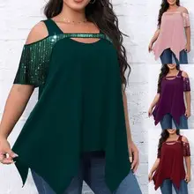 Women's Maroon Sequin Round Neck Top — feature 11