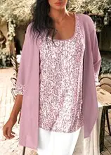 Women's Maroon Sequin Round Neck Top — feature 17