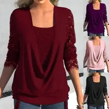 Women's Maroon Sequin Round Neck Top — feature 7