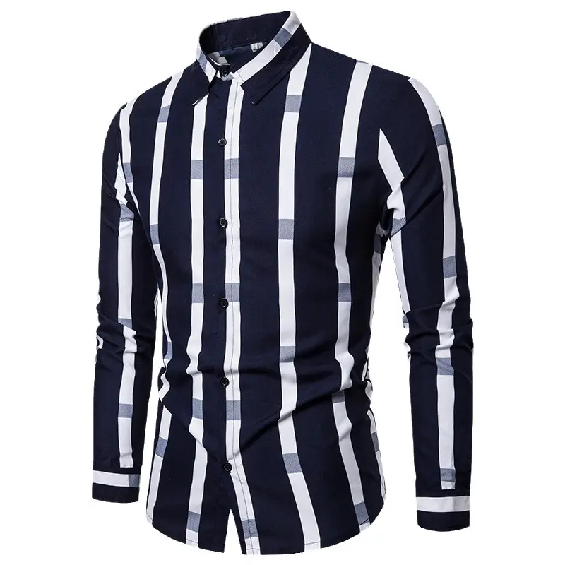 Men's Maroon Striped Long Sleeve Shirt - Image 6