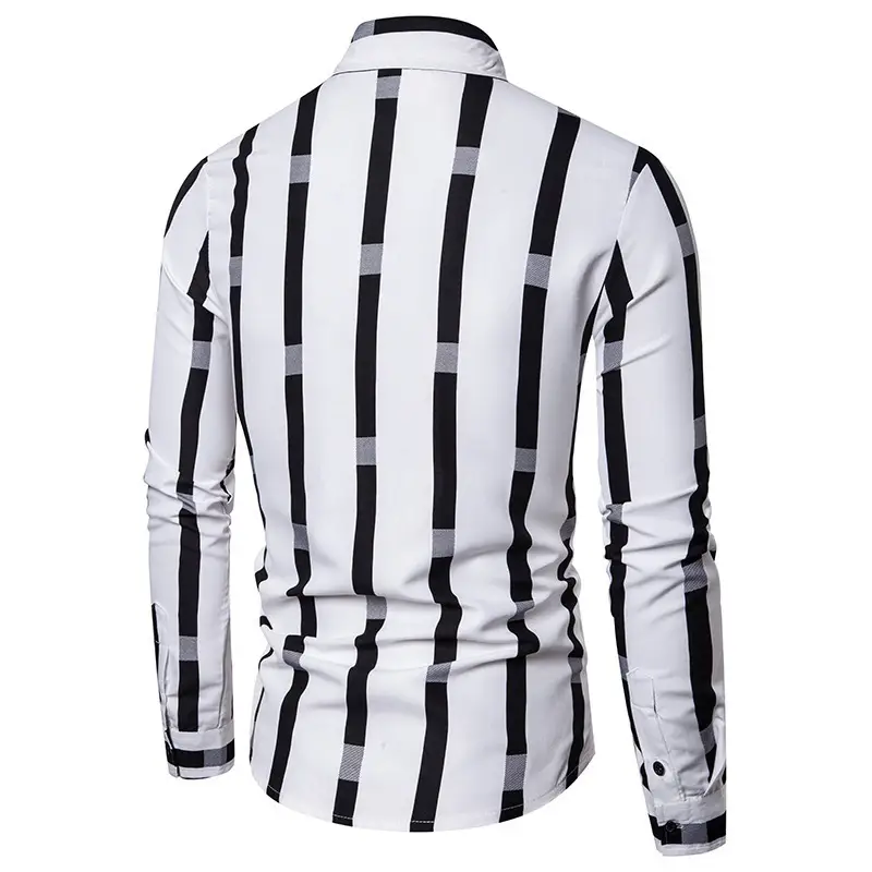 Men's Maroon Striped Long Sleeve Shirt — feature 11