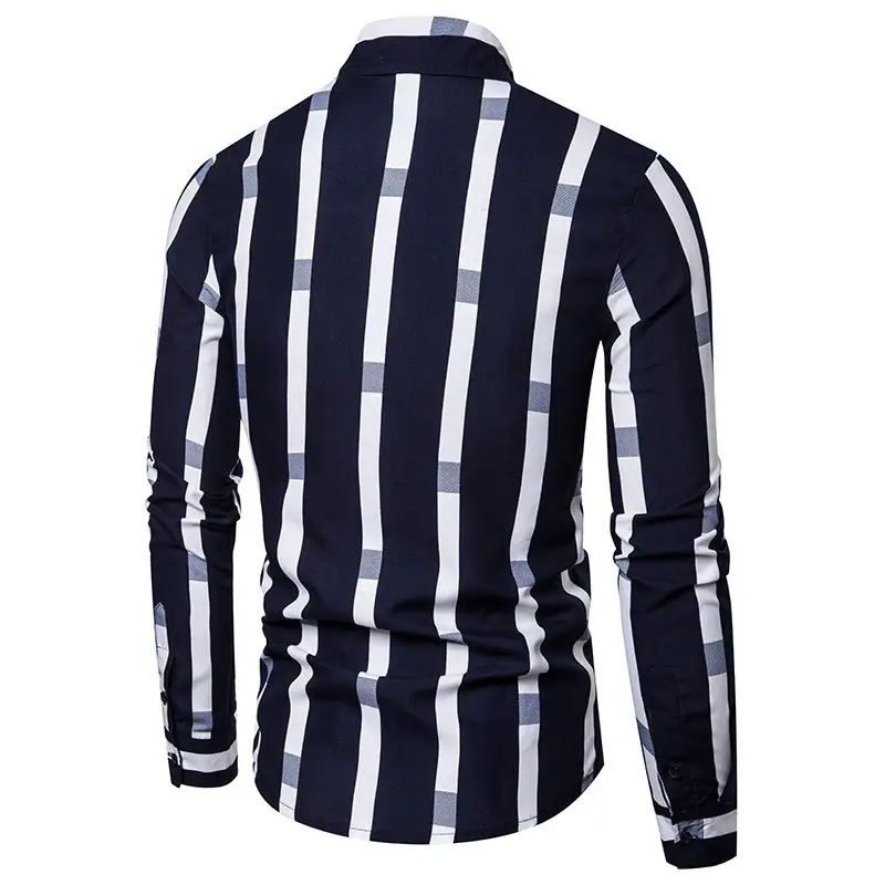 Men's Maroon Striped Long Sleeve Shirt — feature 5
