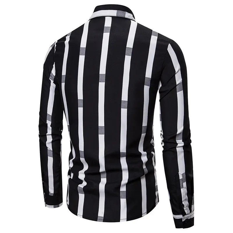 Men's Maroon Striped Long Sleeve Shirt — feature 9