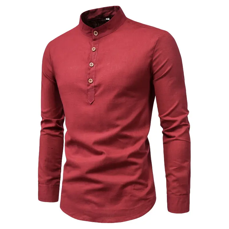 Men's Solid Color Slim Fit Long Sleeve Shirt - Image 10