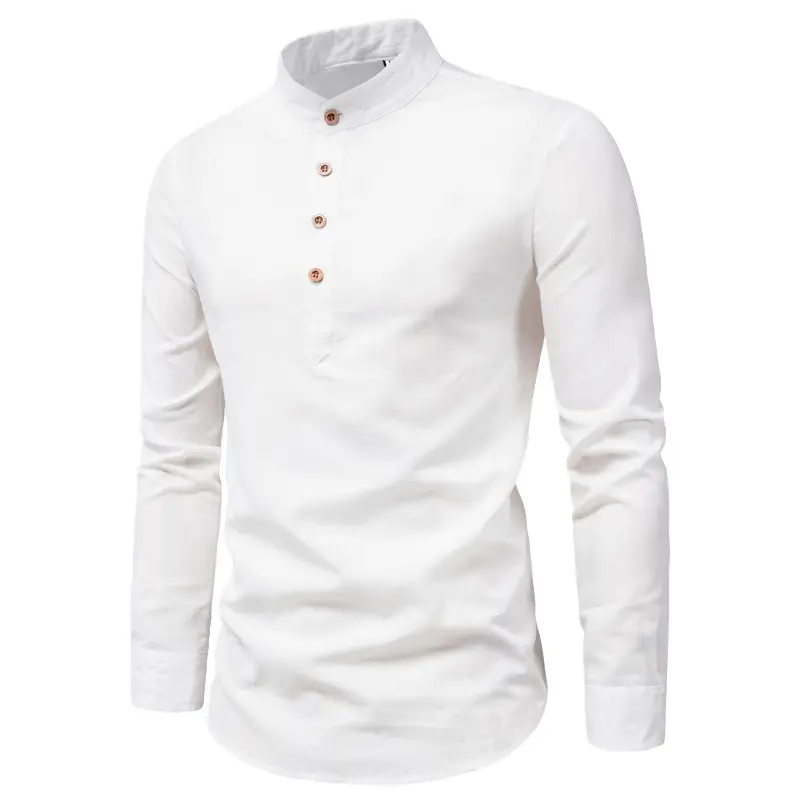 Men's Solid Color Slim Fit Long Sleeve Shirt - Image 11