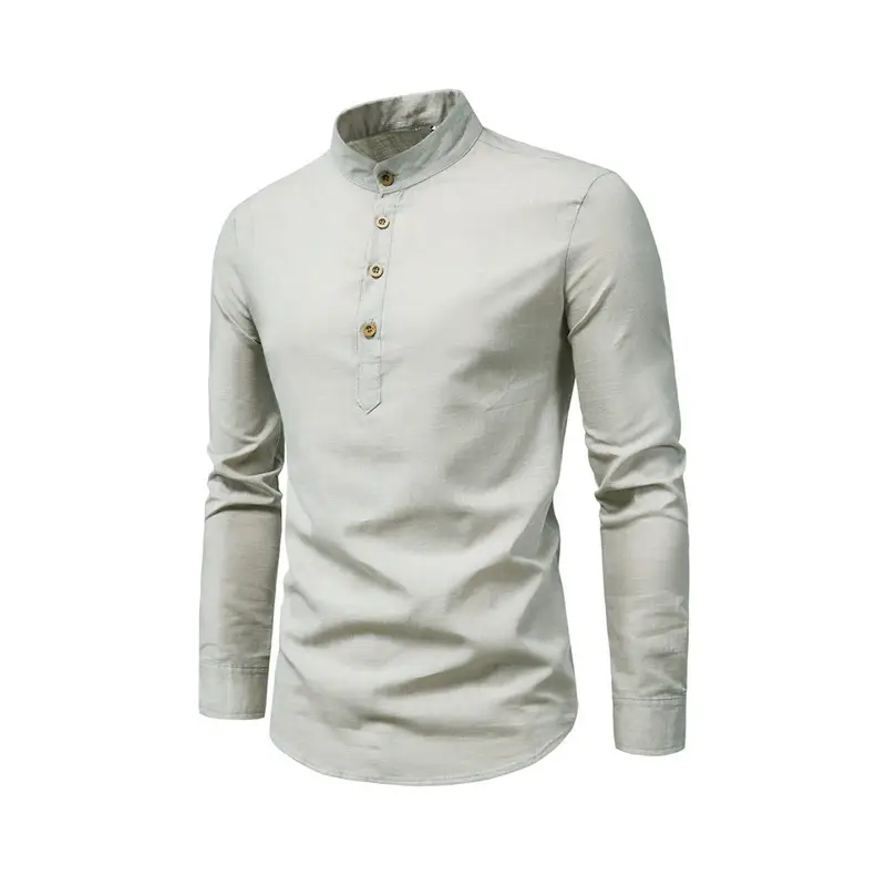 Men's Solid Color Slim Fit Long Sleeve Shirt — feature 5