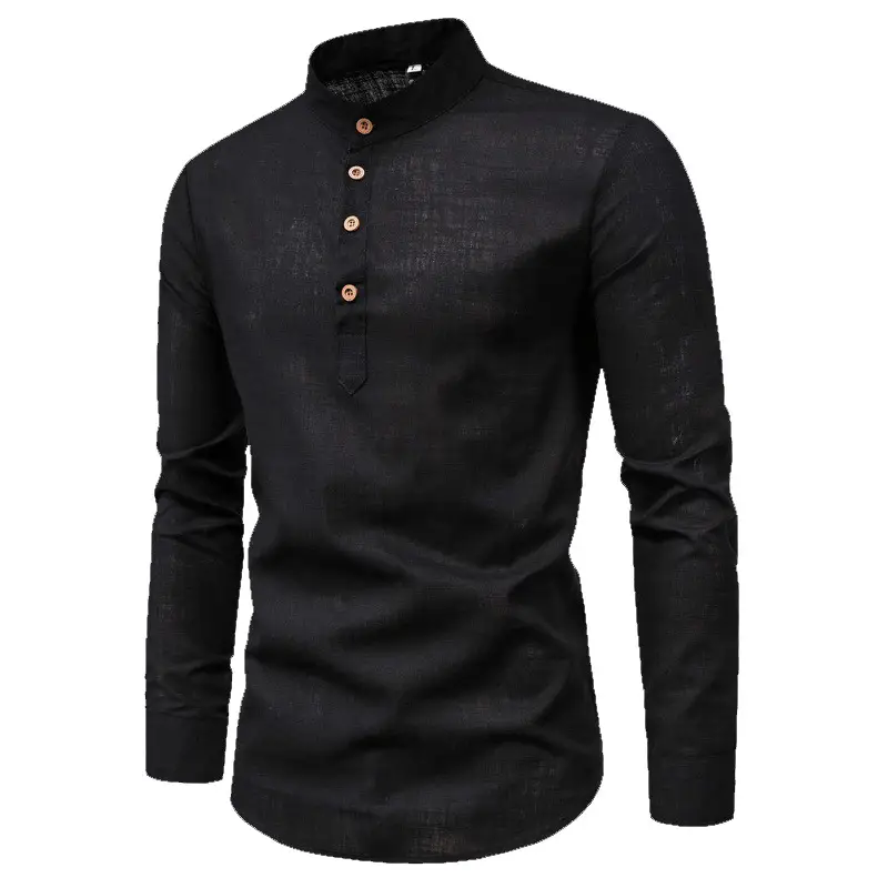 Men's Solid Color Slim Fit Long Sleeve Shirt — feature 6